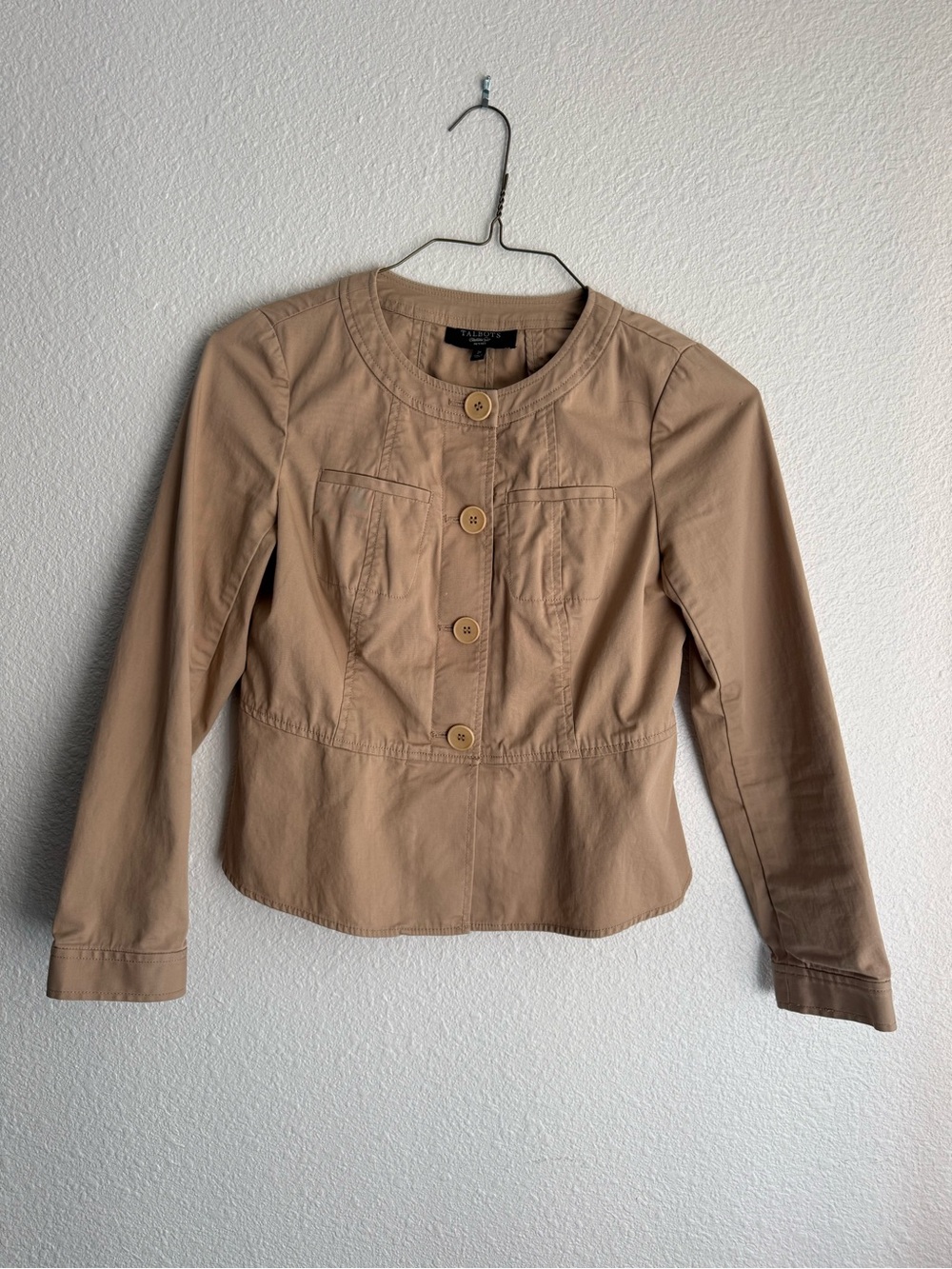 Talbots Camel-Tan Button Front Utility Jacket